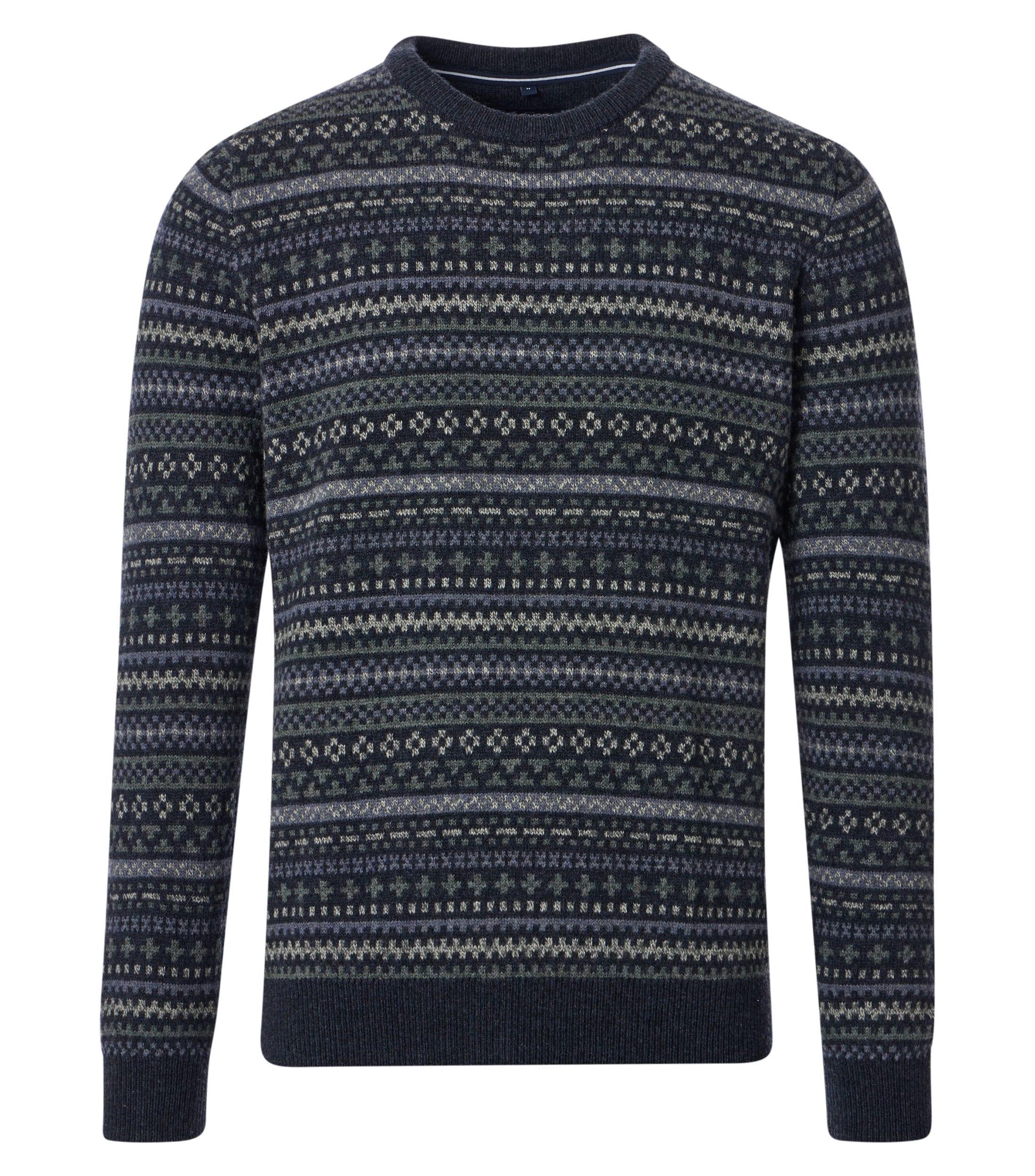 Strickpullover CASAMODA "CASAMODA Pullover gemustert", Herren, Gr. XXL, blau (dunkelblau), 80% Wolle (Lammwolle), 20% Nylon, Pullover Strickpullover