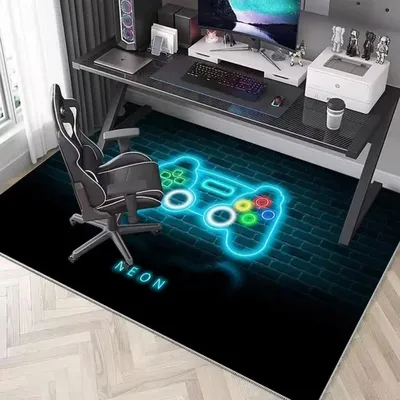 VIKAMA Neon Gaming Controller-Stuhlunterlage, rutschfest und verschleißfest, für Schlafsaal, Schlafzimmer, Gaming-Raum, Teppich, Heimdekoration