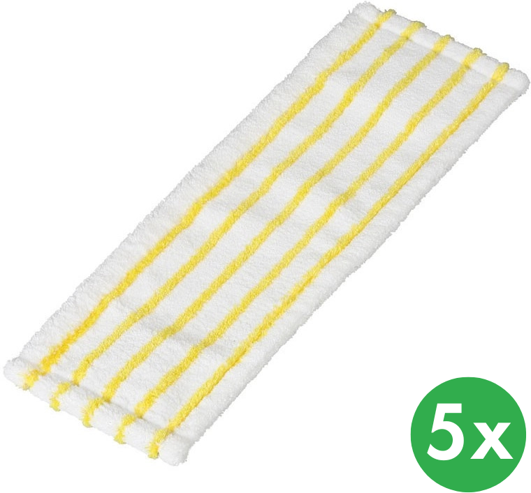 B2B Partner Wischtuch auf dem Boden - Mikro-Wischmopp weiß-gelb, 44,5 x 15 cm (5 Stk.)