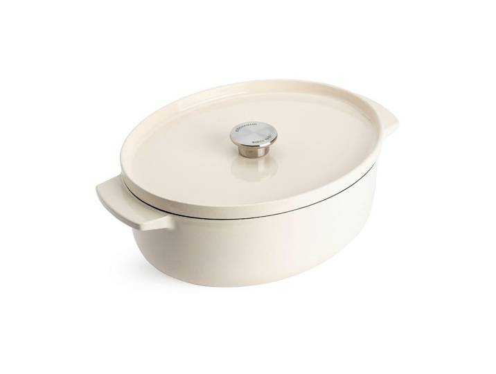 KitchenAid Bräter Cast Iron, Creme, Metall, 5.6 L, oval, hitzebeständige Griffe, Kochen, Töpfe, Bräter